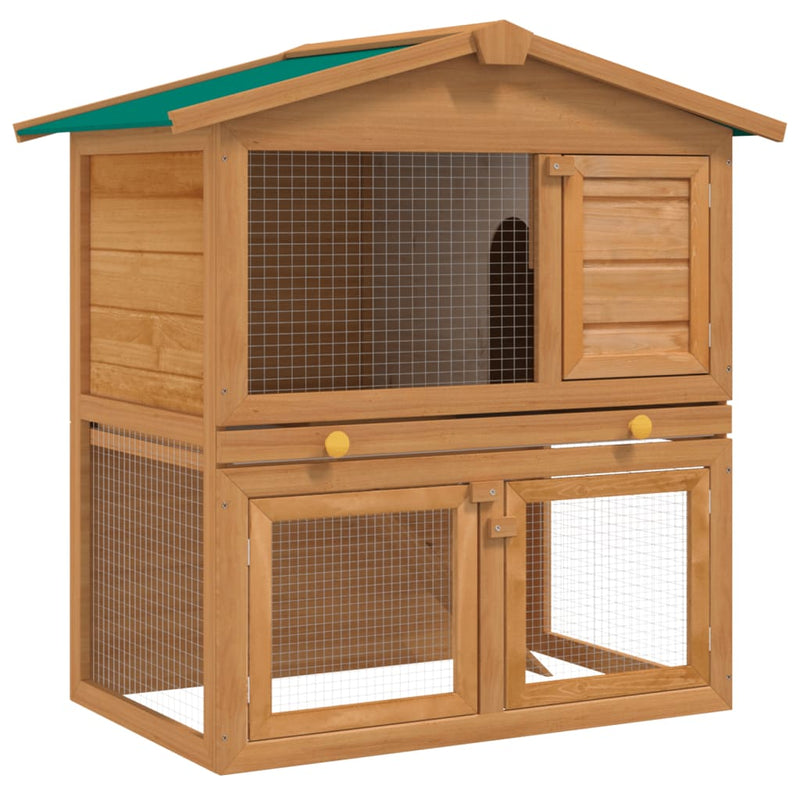vidaXL Outdoor Rabbit Hutch 3 Doors Grey Wood