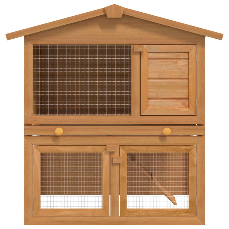 vidaXL Outdoor Rabbit Hutch 3 Doors Grey Wood