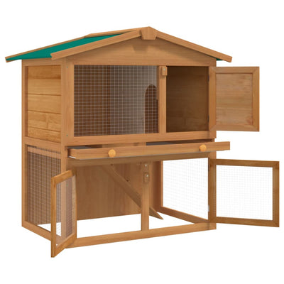vidaXL Outdoor Rabbit Hutch 3 Doors Grey Wood