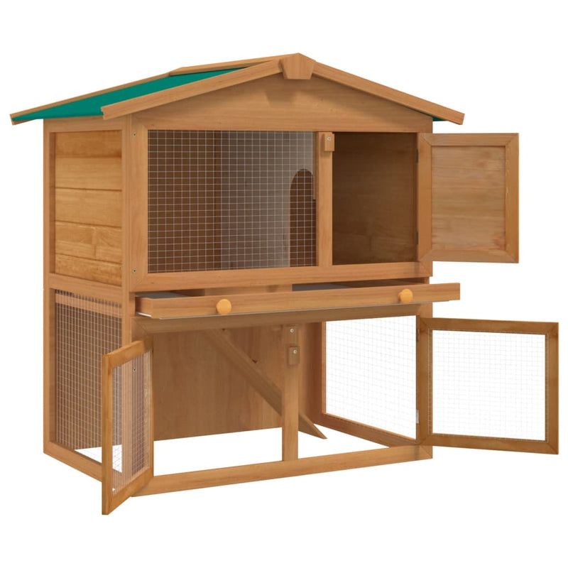 vidaXL Outdoor Rabbit Hutch 3 Doors Grey Wood