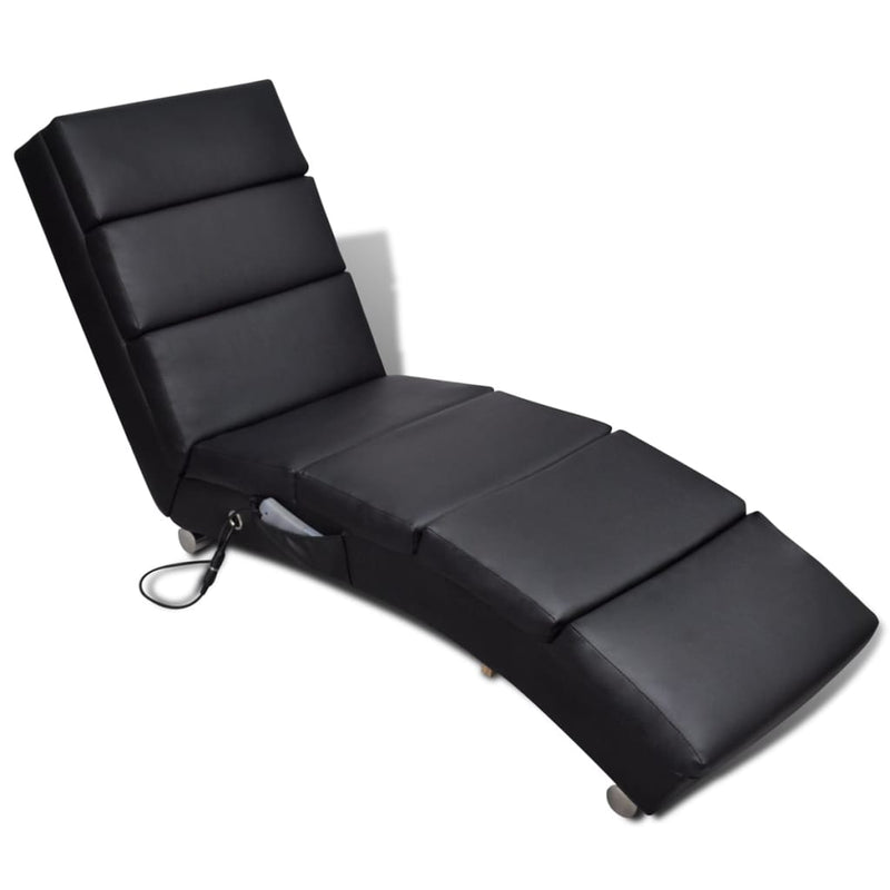 vidaXL Massage Lounger Black Faux Leather