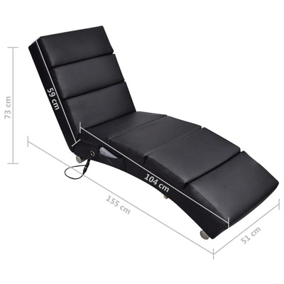 vidaXL Massage Lounger Black Faux Leather