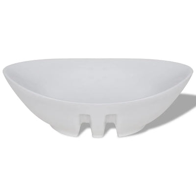 vidaXL Luxury Ceramic Basin Oval with Overflow 59 x 38.5 cm