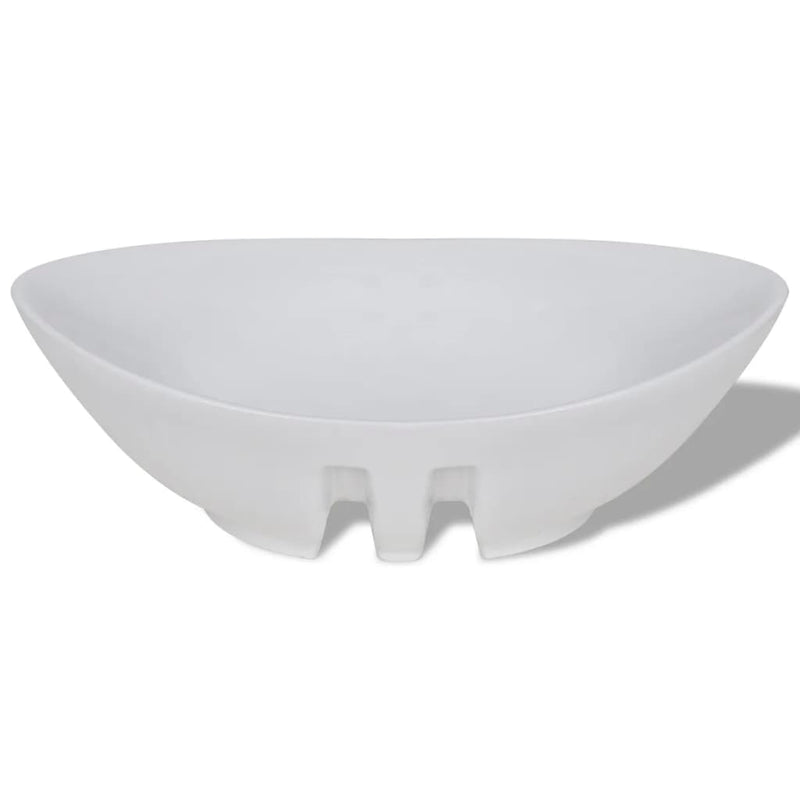 vidaXL Luxury Ceramic Basin Oval with Overflow 59 x 38.5 cm