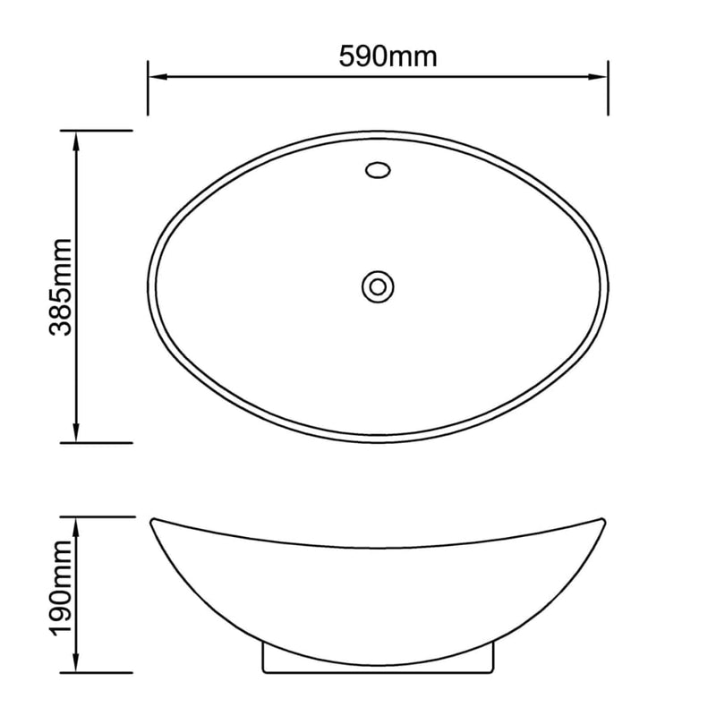 vidaXL Luxury Ceramic Basin Oval with Overflow 59 x 38.5 cm
