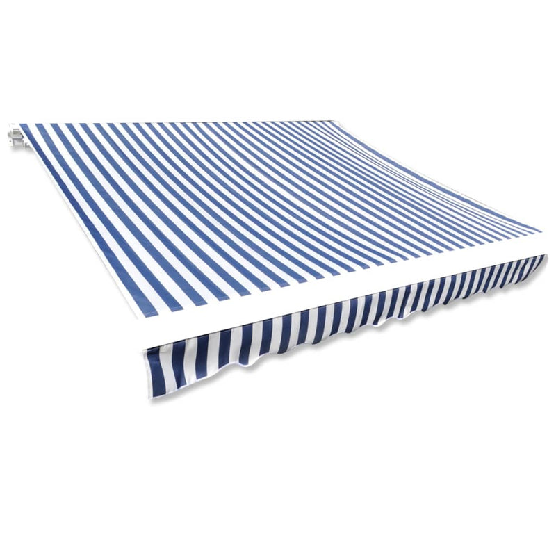 vidaXL Awning Top Sunshade Canvas Blue & White 4 x 3 m (Frame Not Included)