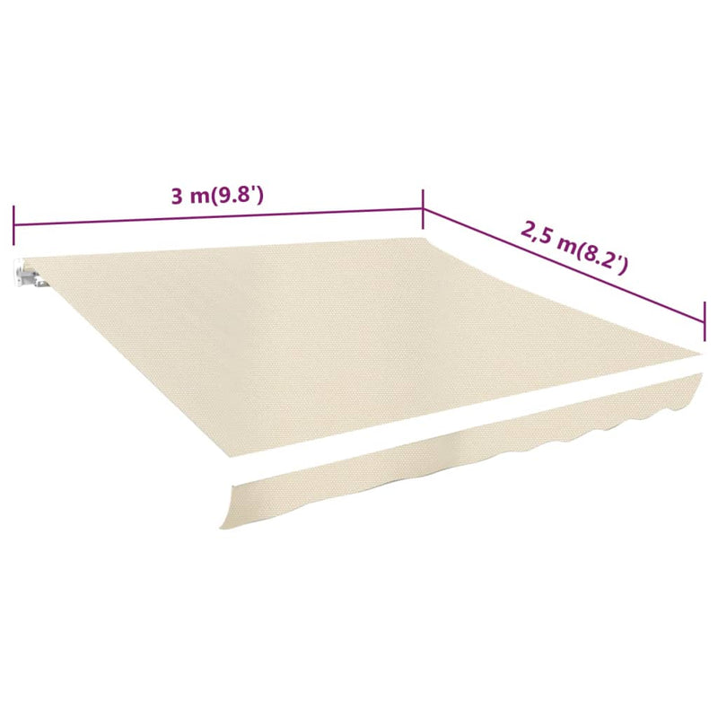 vidaXL Awning Top Sunshade Canvas Cream 3x2.5m