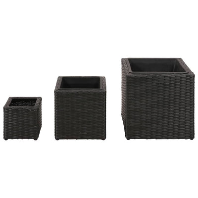 vidaXL Garden Square Raised Bed Set 3 Pieces Rattan Brown