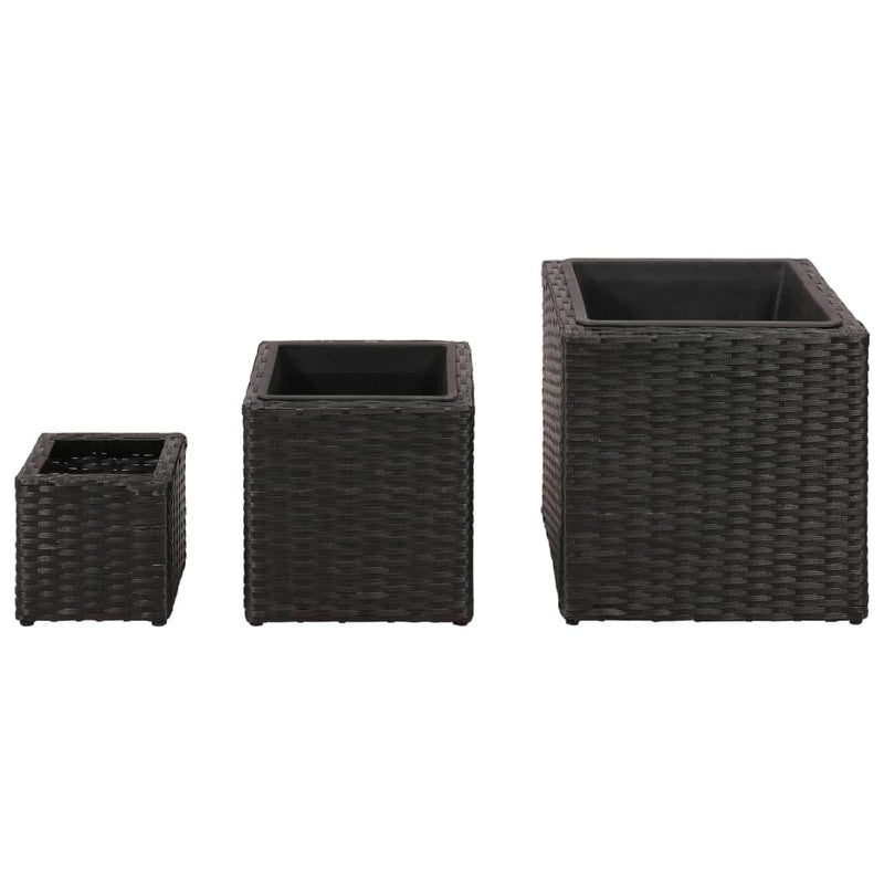 vidaXL Garden Square Raised Bed Set 3 Pieces Rattan Brown