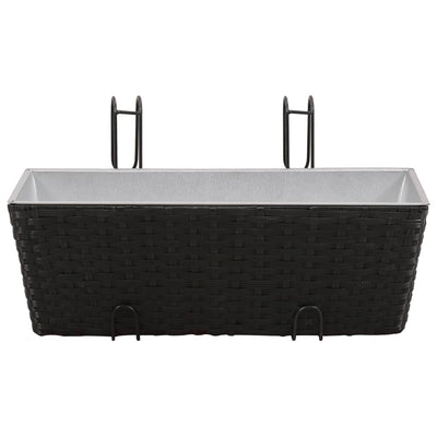 vidaXL Balcony Trapezoid Rattan Planter 2 pcs Black