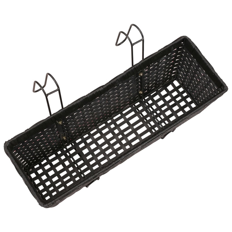 vidaXL Balcony Trapezoid Rattan Planter 2 pcs Black