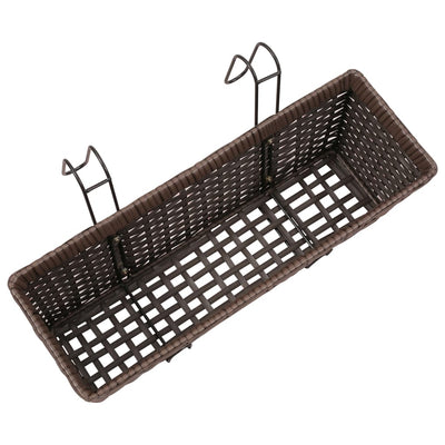 vidaXL Balcony Trapezoid Rattan Planter 2 pcs Black
