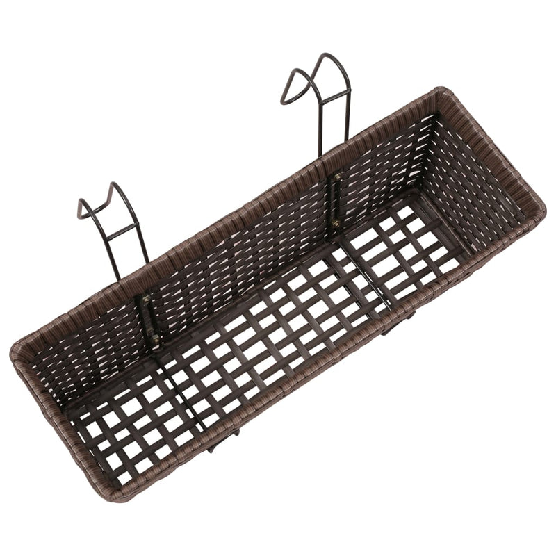 vidaXL Balcony Trapezoid Rattan Planter 2 pcs Black
