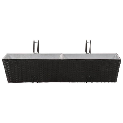 vidaXL Balcony Trapezoid Rattan Planter 2 pcs Black