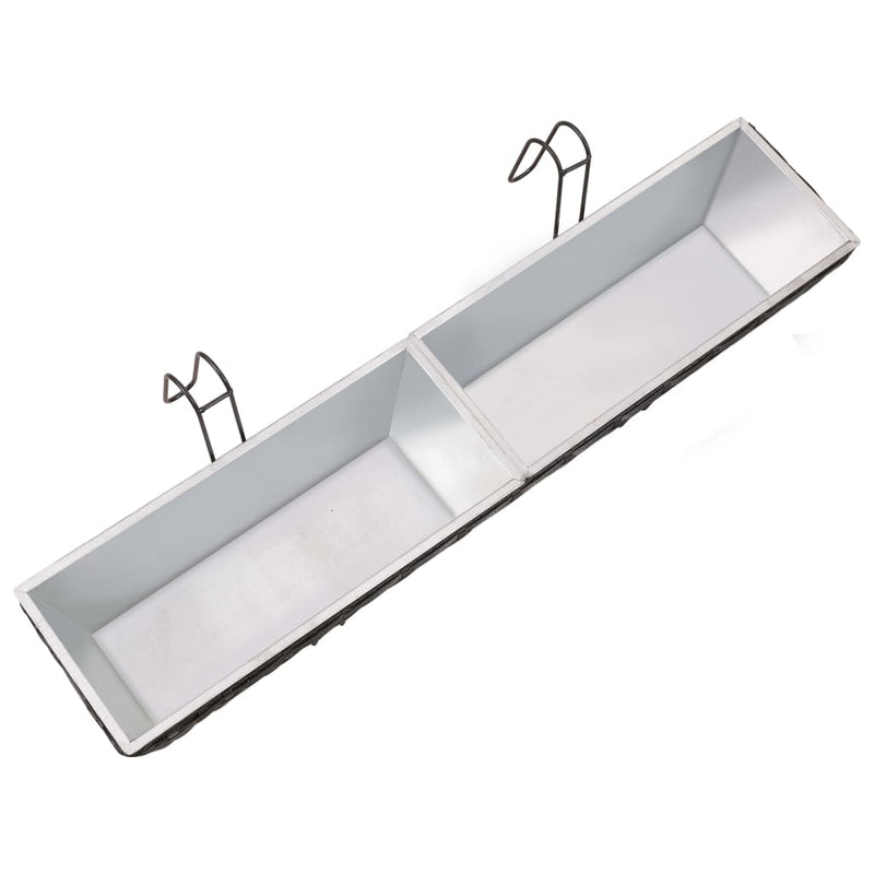 vidaXL Balcony Trapezoid Rattan Planter 2 pcs Black