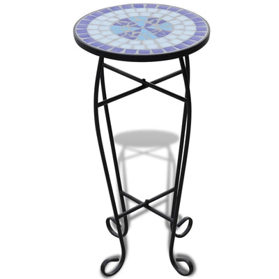 vidaXL Mosaic Plant Table Blue and White