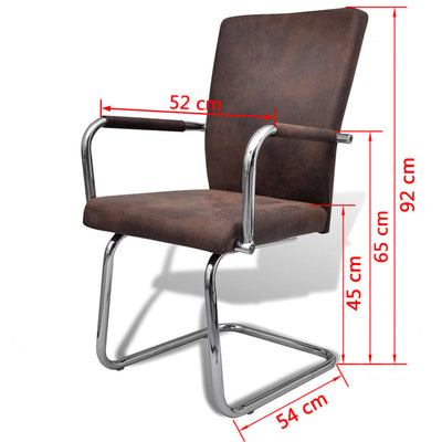 vidaXL Cantilever Dining Chairs 4 pcs Brown Leathaire