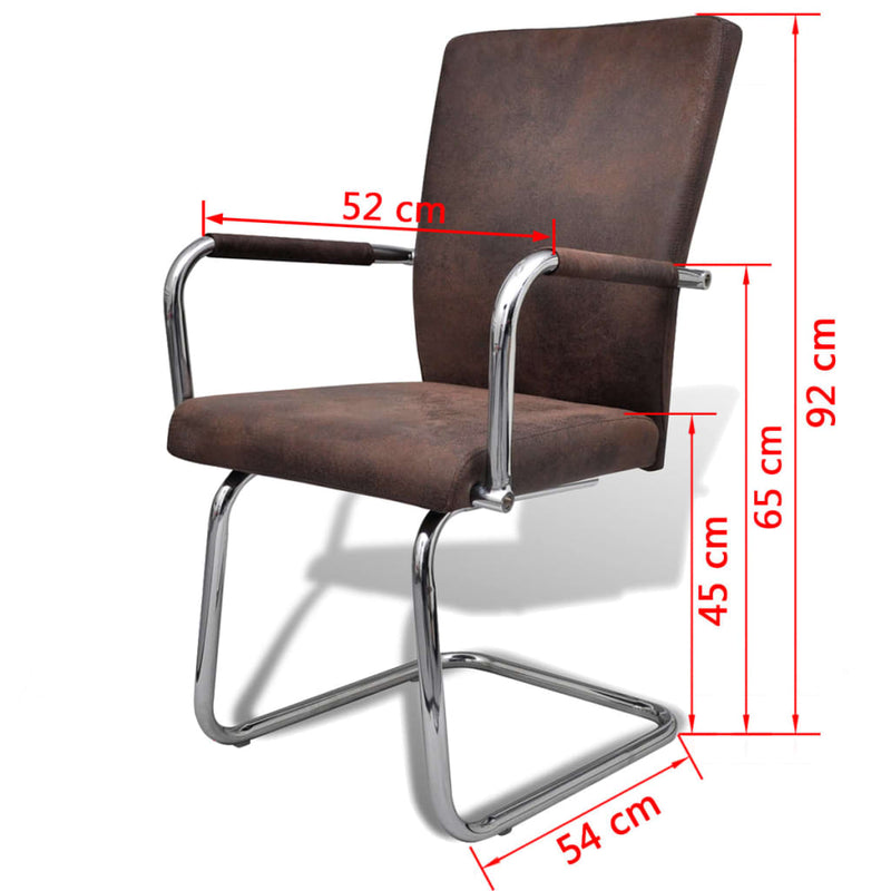 vidaXL Cantilever Dining Chairs 4 pcs Brown Leathaire