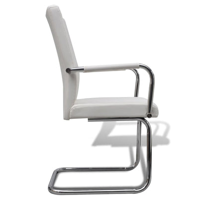 vidaXL Cantilever Dining Chairs 4 pcs White Faux Leather