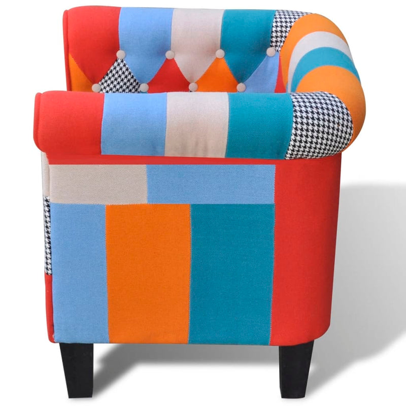vidaXL Armchair with Patchwork Design Fabric