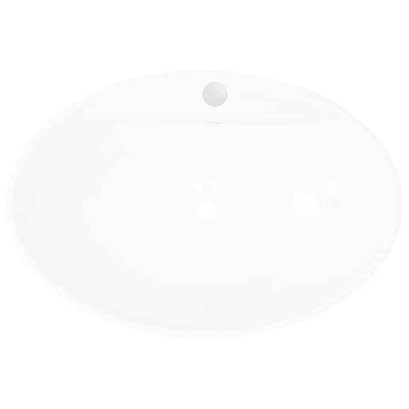 vidaXL Luxury Ceramic Basin Oval with Overflow and Faucet Hole