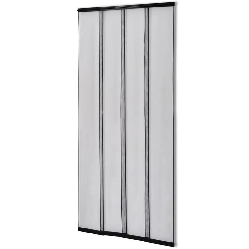 Insect Door Screen 4-Piece Mesh Curtain 220 x 100 cm Black Polyester
