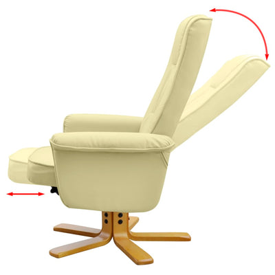 vidaXL Armchair with Footrest Black Faux Leather