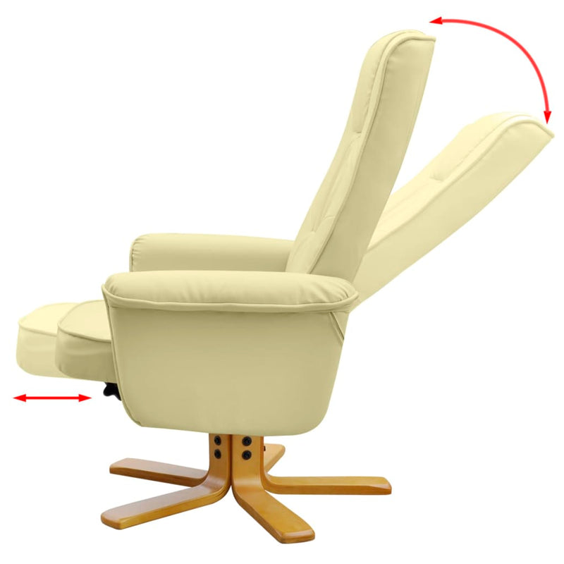 vidaXL Armchair with Footrest Black Faux Leather