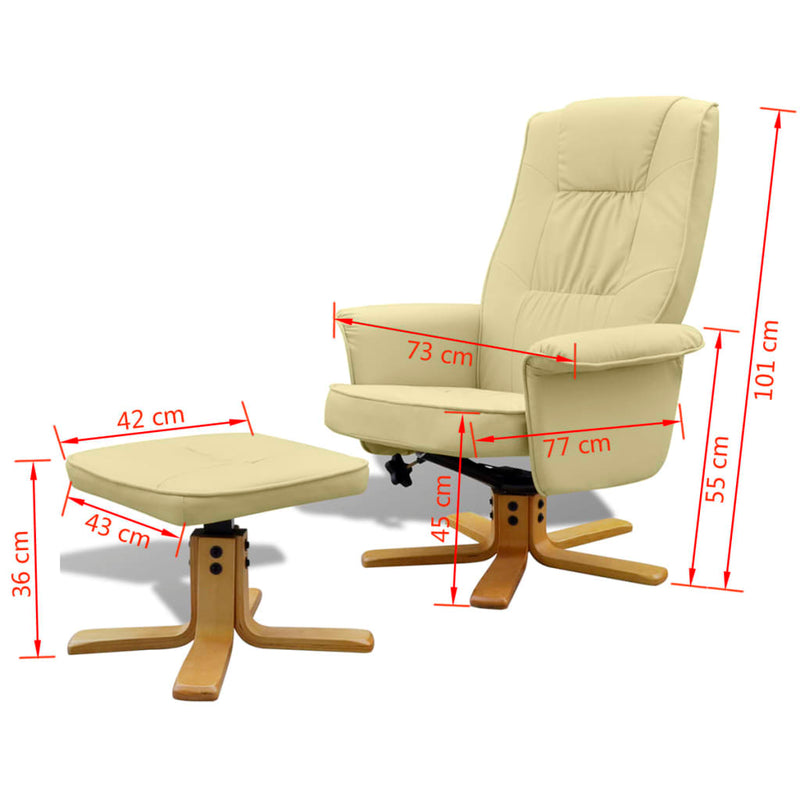 vidaXL Armchair with Footrest Black Faux Leather