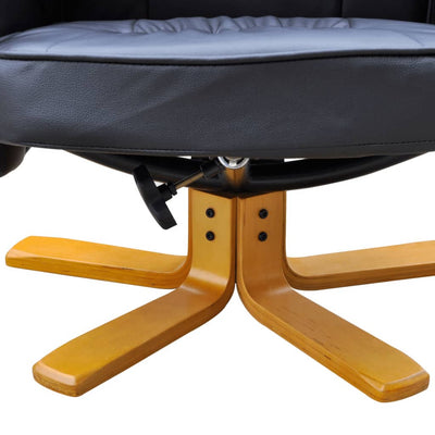vidaXL Armchair with Footrest Black Faux Leather