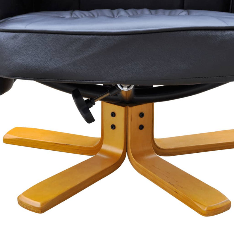 vidaXL Armchair with Footrest Black Faux Leather