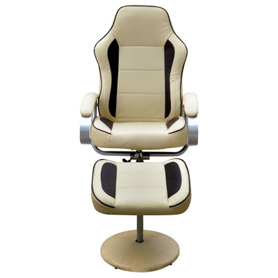 vidaXL Armchair with Footrest Cream White Faux Leather