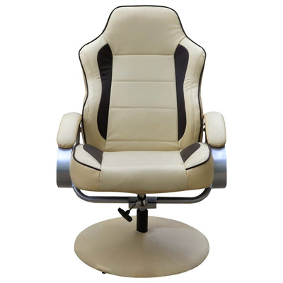 vidaXL Armchair with Footrest Cream White Faux Leather