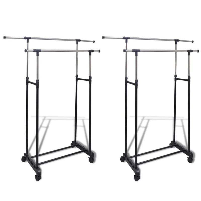 vidaXL Adjustable Clothes Rack with 2 Hanging Rails 2 pcs
