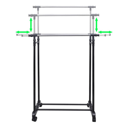 vidaXL Adjustable Clothes Rack with 2 Hanging Rails 2 pcs