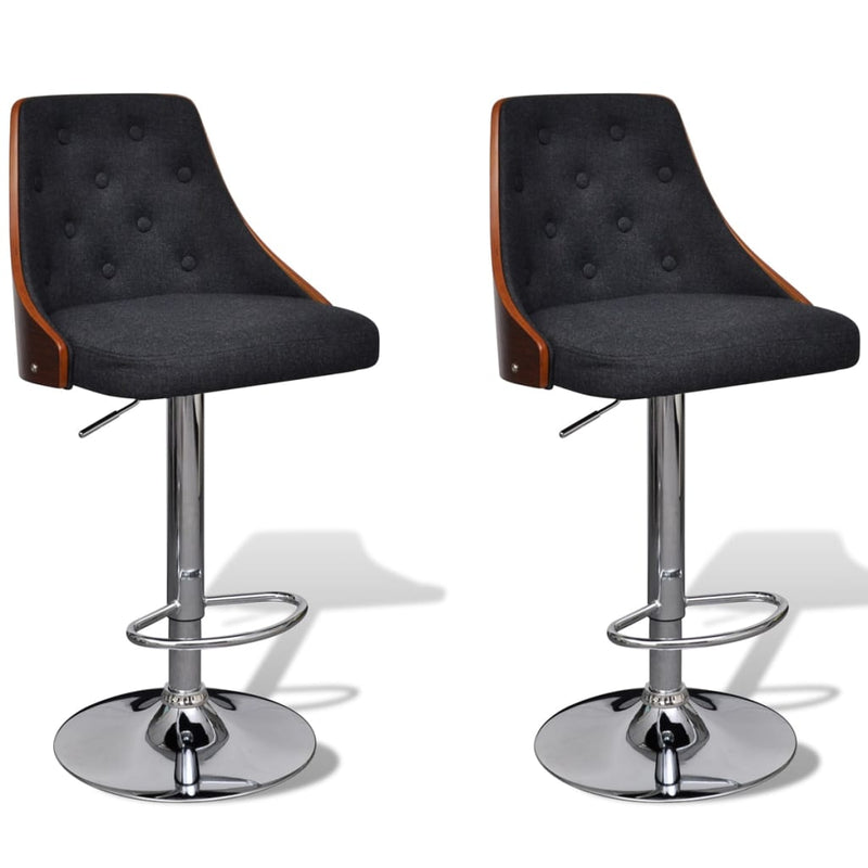 vidaXL Bar Stools 2 pcs Bent Wood and Fabric