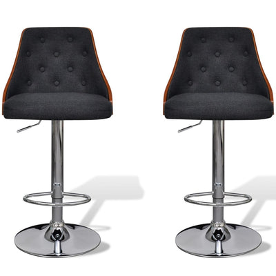 vidaXL Bar Stools 2 pcs Bent Wood and Fabric