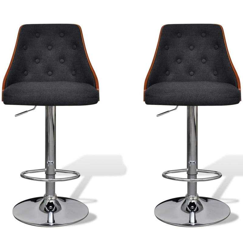 vidaXL Bar Stools 2 pcs Bent Wood and Fabric
