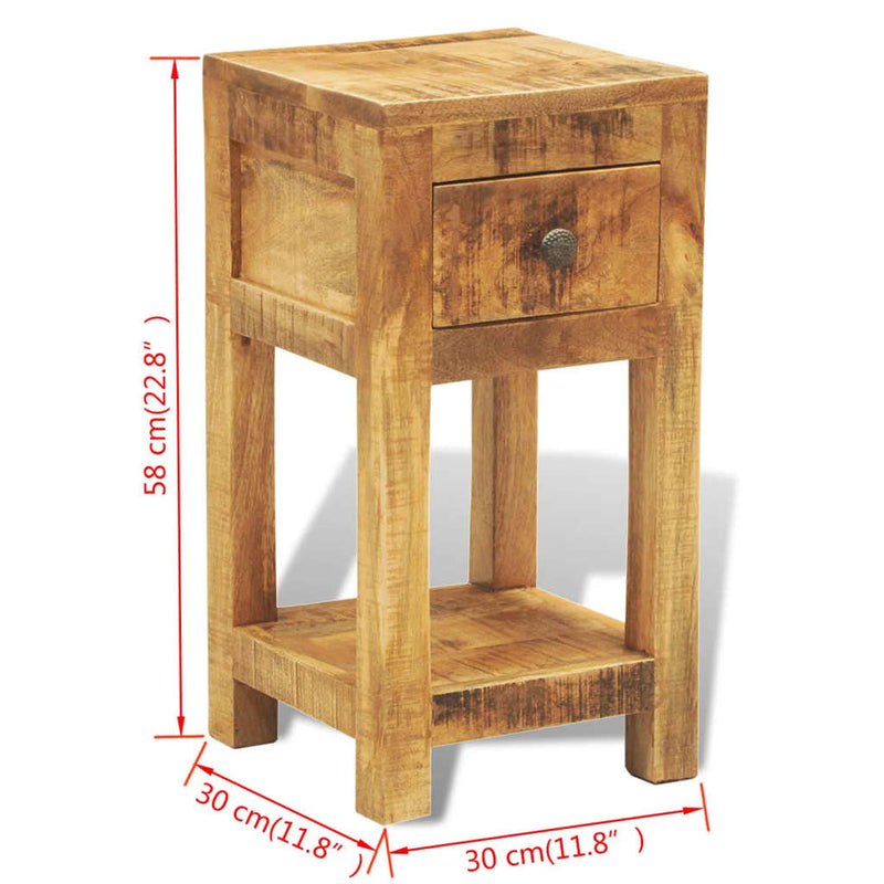 vidaXL Nightstand with 1 Drawer Solid Mango Wood