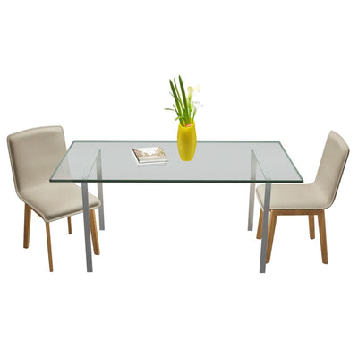 vidaXL vidaXL Dining Chairs 2 pcs Beige Fabric and Solid Oak Wood