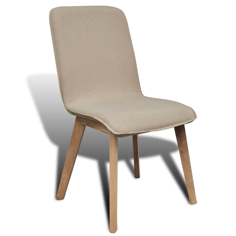 vidaXL vidaXL Dining Chairs 2 pcs Beige Fabric and Solid Oak Wood