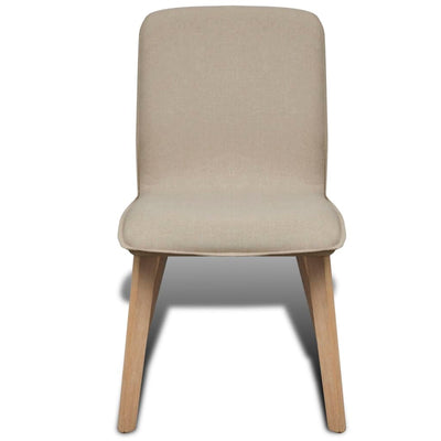 vidaXL vidaXL Dining Chairs 2 pcs Beige Fabric and Solid Oak Wood
