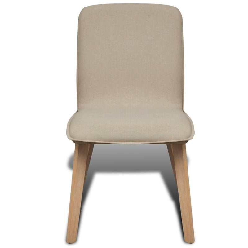 vidaXL vidaXL Dining Chairs 2 pcs Beige Fabric and Solid Oak Wood
