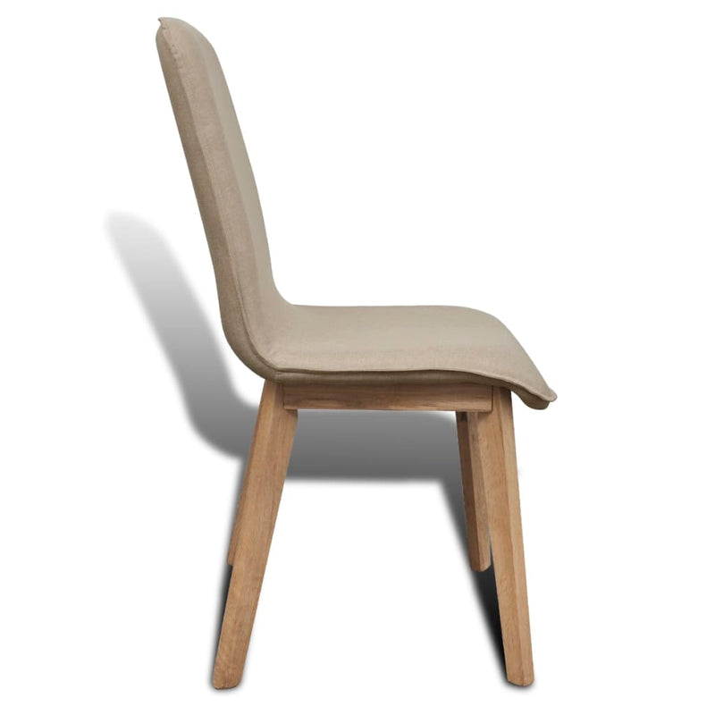 vidaXL vidaXL Dining Chairs 2 pcs Beige Fabric and Solid Oak Wood