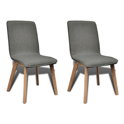 vidaXL vidaXL Dining Chairs 2 pcs Beige Fabric and Solid Oak Wood