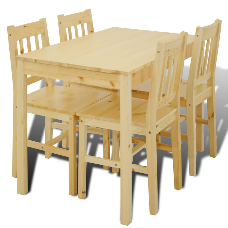 Wooden Dining Table with 4 Chairs Brown