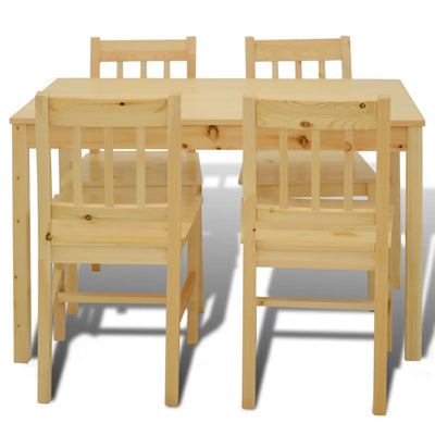 Wooden Dining Table with 4 Chairs Brown