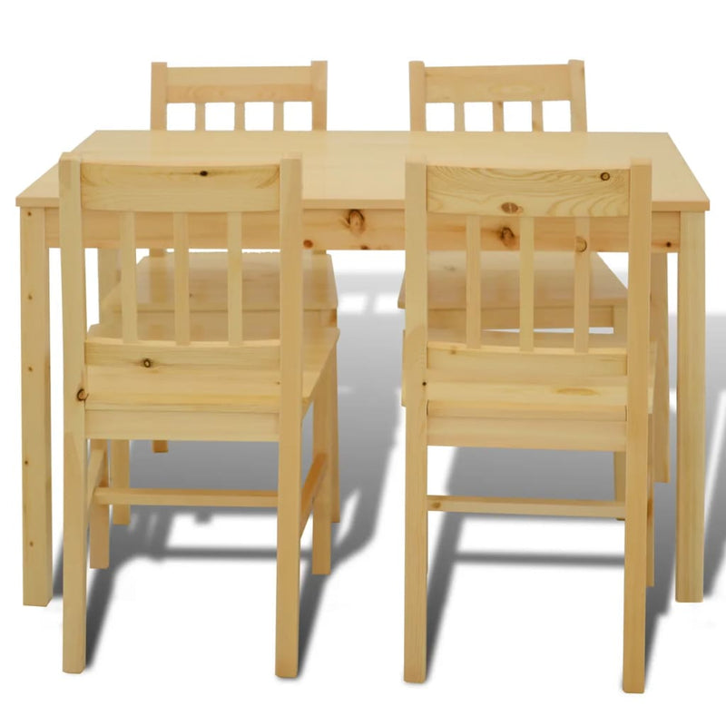 Wooden Dining Table with 4 Chairs Brown
