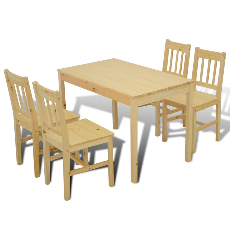 Wooden Dining Table with 4 Chairs Brown