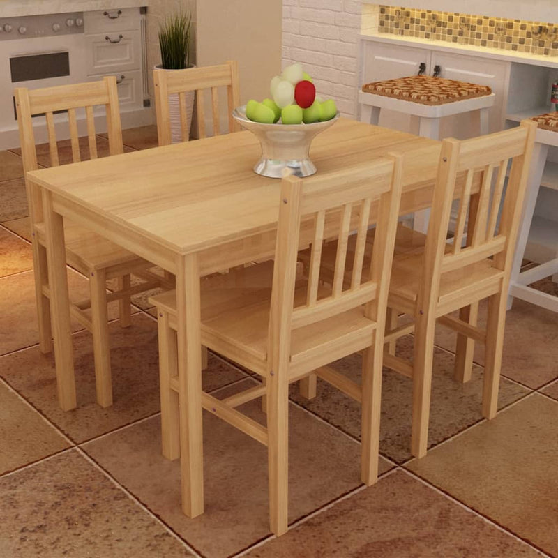 Wooden Dining Table with 4 Chairs Brown